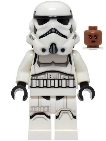 Минифигурка Lego Star Wars Imperial Stormtrooper - Female, Dual Molded Helmet with Light Bluish Gray Panels on Back, Shoulder Belts, Medium Brown Head sw1326 U